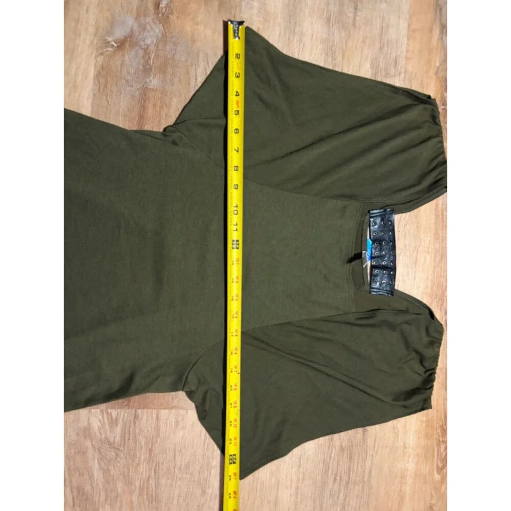 Y2K Olive Green Square Neck Leather Grommet Strap Party Club Dress